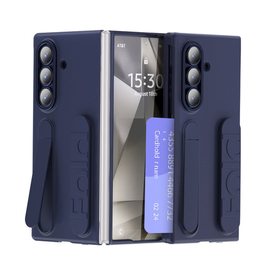 Shockproof Wristband Bracket Phone Case With Glass Film & Card Holder For Galaxy Z Fold 7/6/5/4