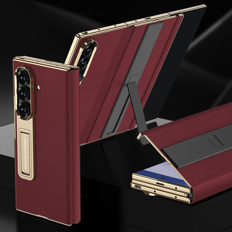 Business Leather Phone Case With With Magnetic Hinge Protection For Galaxy Z TriFold