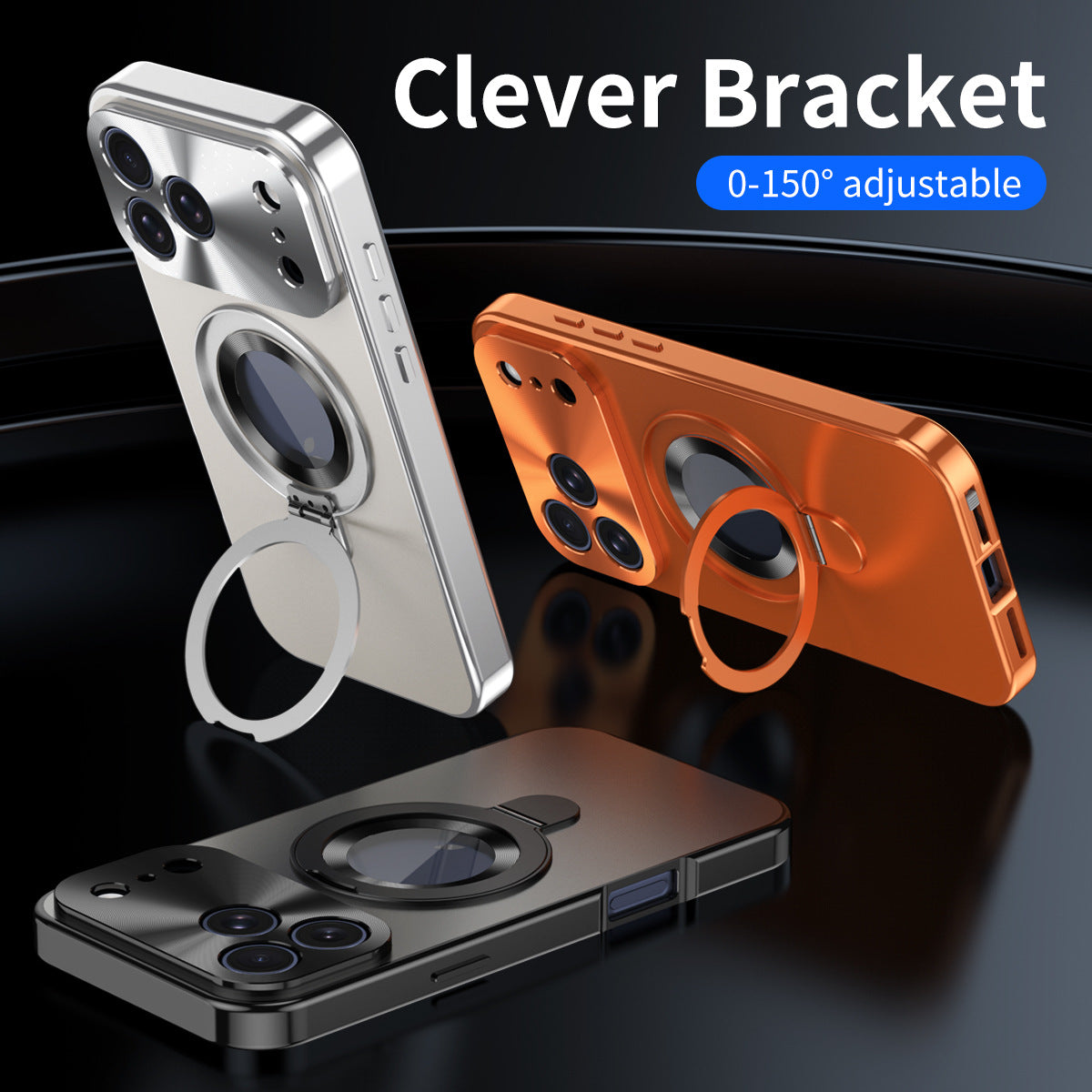 Magnetic Double-sided Metal Case With Anti-Peep Tempered Glass MagSafe Ring Holder For iPhone