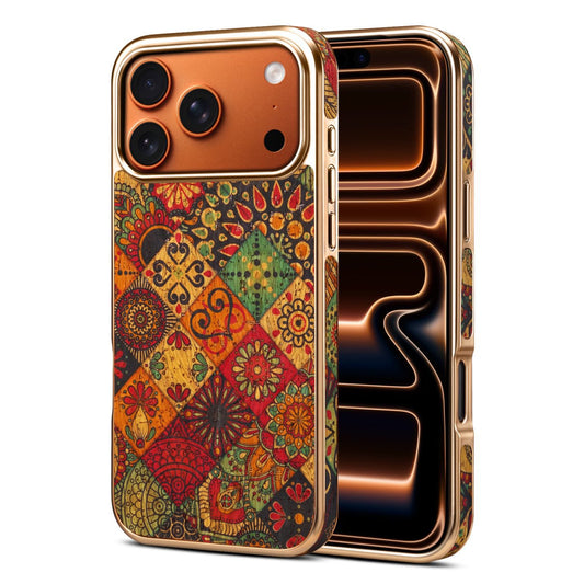 Vintage Bohemian Mosaic Floral Gold Frame iPhone Case