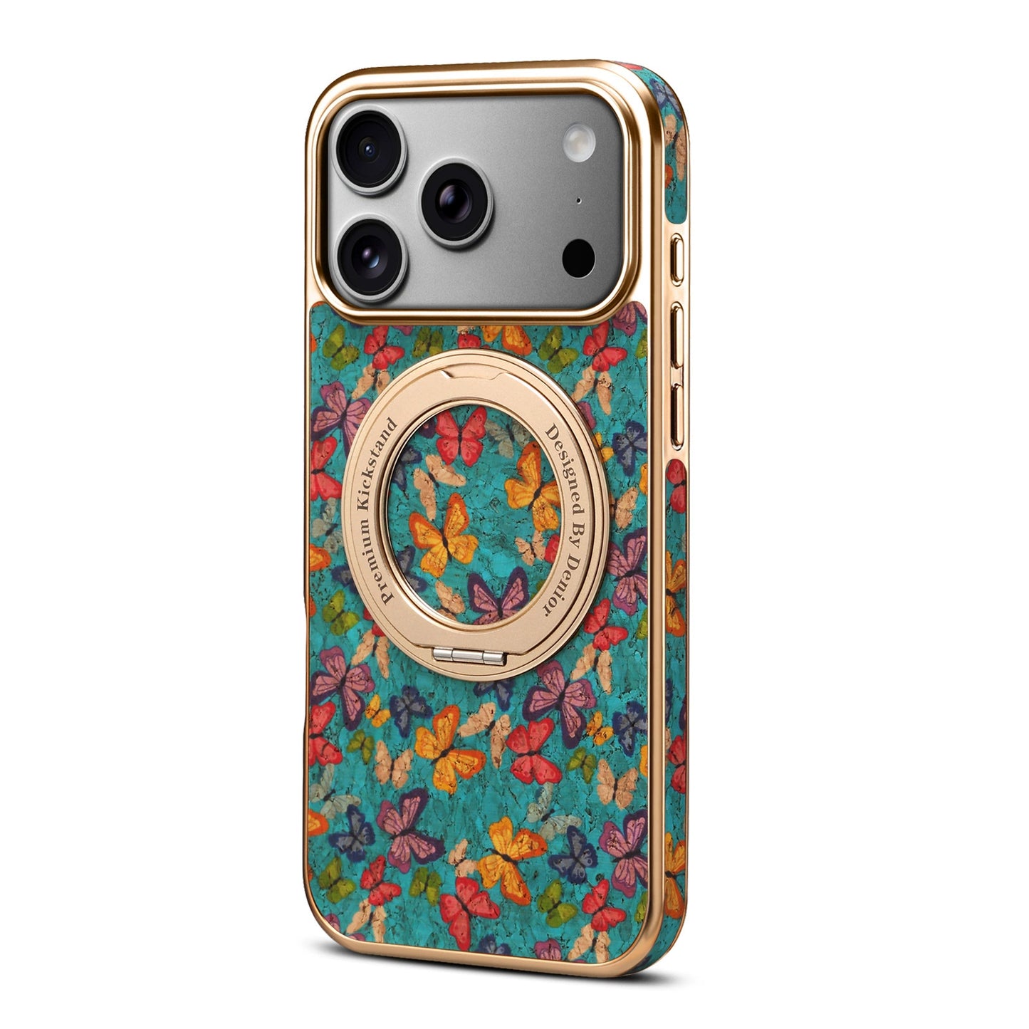 Luxury Floral Magnetic Rotating Ring Stand Leather iPhone Case