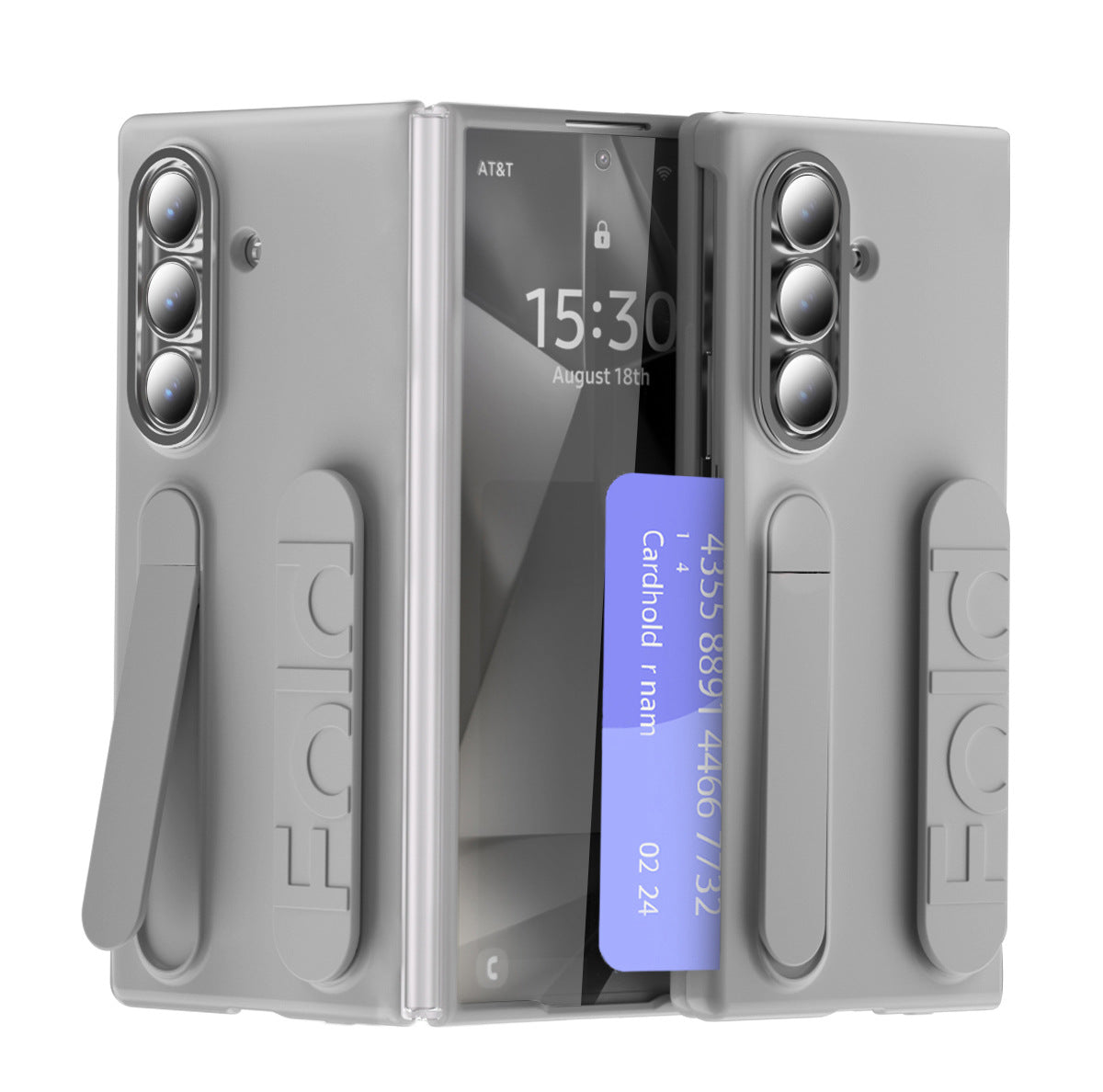 Shockproof Wristband Bracket Phone Case With Glass Film & Card Holder For Galaxy Z Fold 7/6/5/4