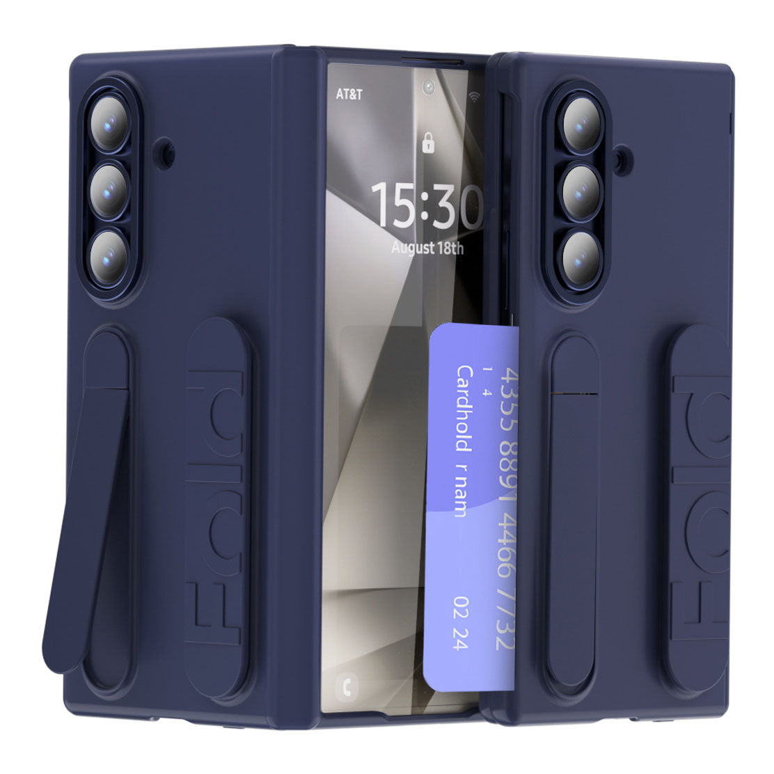 Business Wristband Bracket Hinge Protective Phone Case With Glass Film & Card Holder For Galaxy Z Fold 7/6/5/4