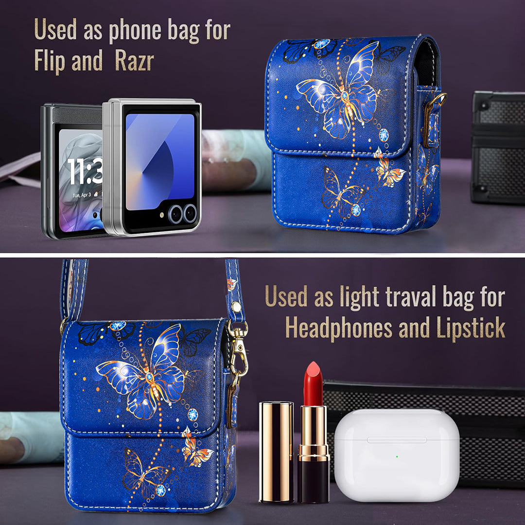 Leather Crossbody Bag With Strap For Galaxy Z Flip Series
