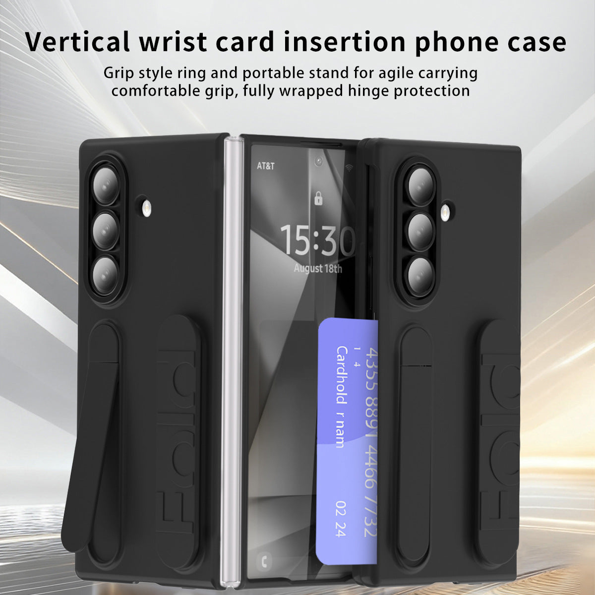 Shockproof Wristband Bracket Phone Case With Glass Film & Card Holder For Galaxy Z Fold 7/6/5/4