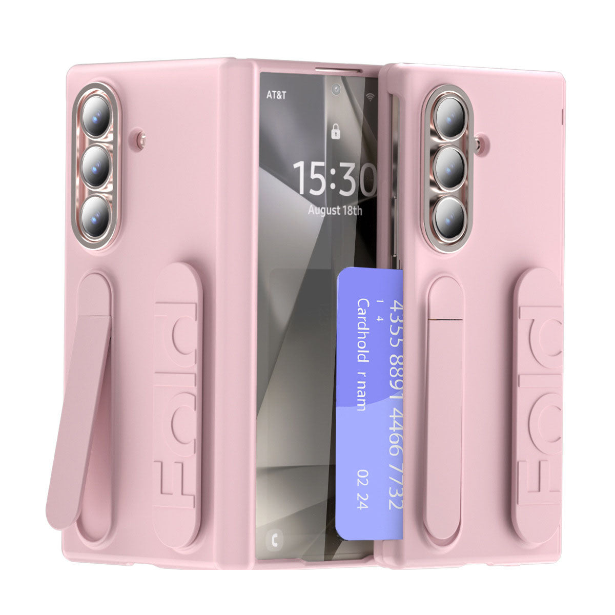 Business Wristband Bracket Hinge Protective Phone Case With Glass Film & Card Holder For Galaxy Z Fold 7/6/5/4