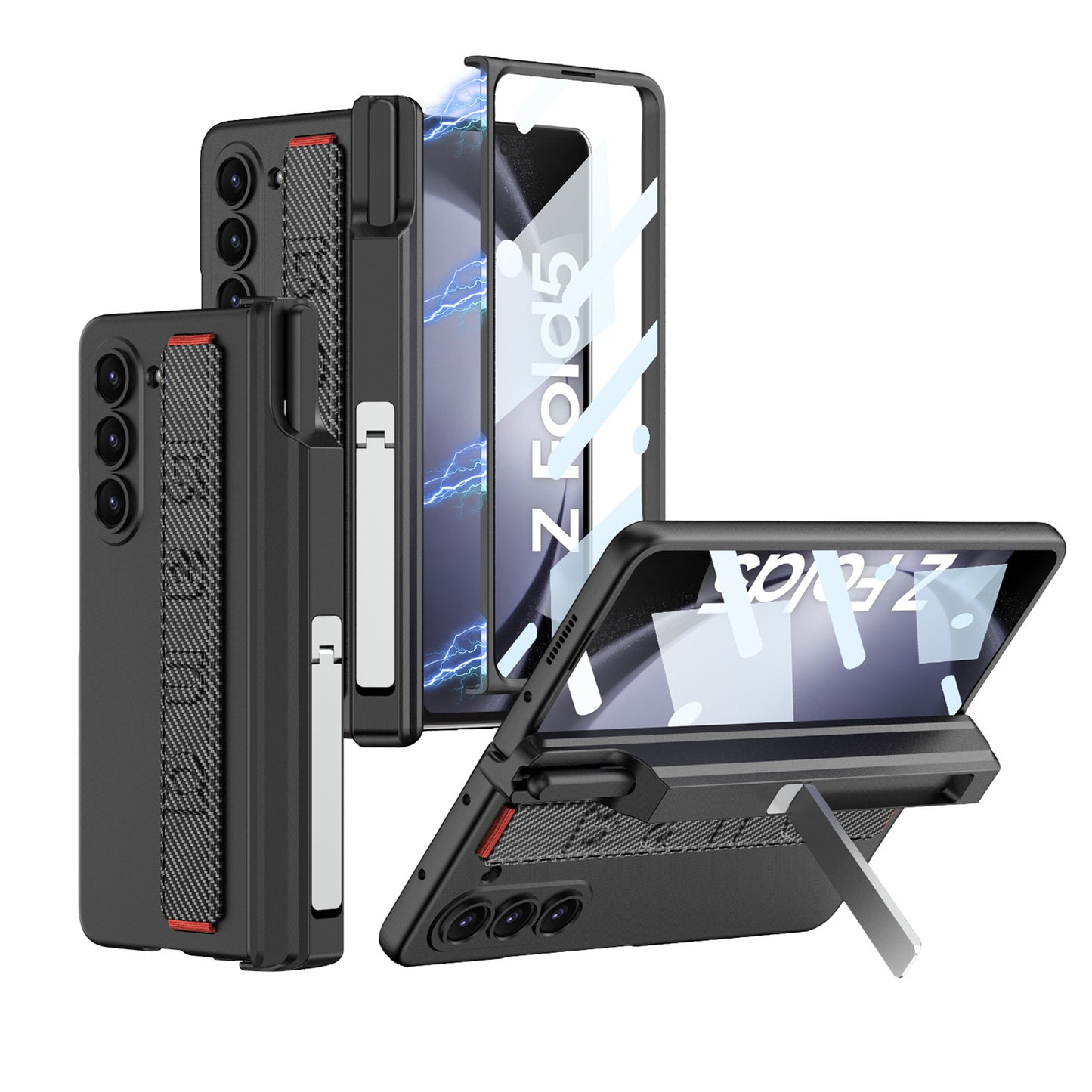 Magnetic Hinge All-included Case With Pen Box & Wristband For Galaxy Z Fold 7/6/5