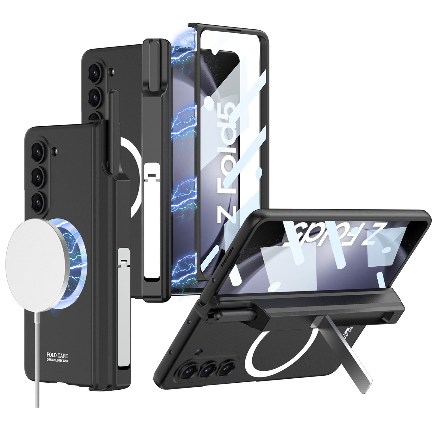 Magnetic Hinge Hidden Bracket All-included Case With Pen Box For Galaxy Z Fold 7/6/5
