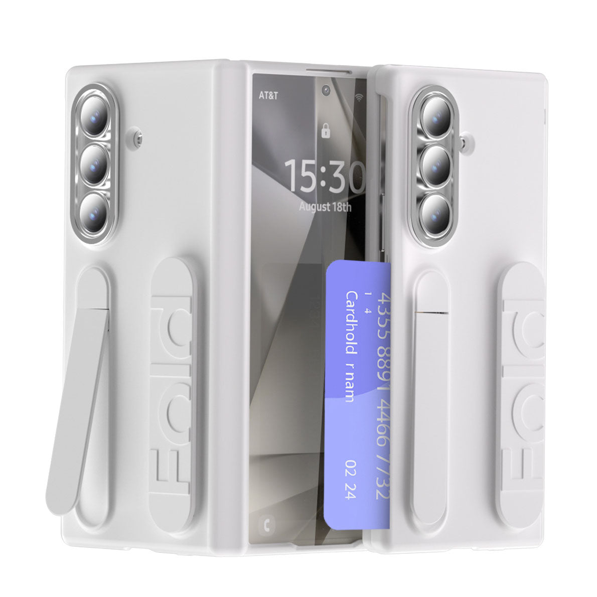 Business Wristband Bracket Hinge Protective Phone Case With Glass Film & Card Holder For Galaxy Z Fold 7/6/5/4