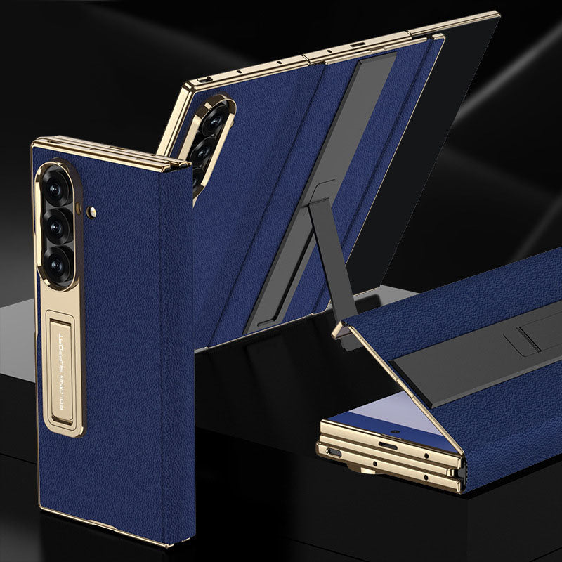 Business Leather Phone Case With With Magnetic Hinge Protection For Galaxy Z TriFold