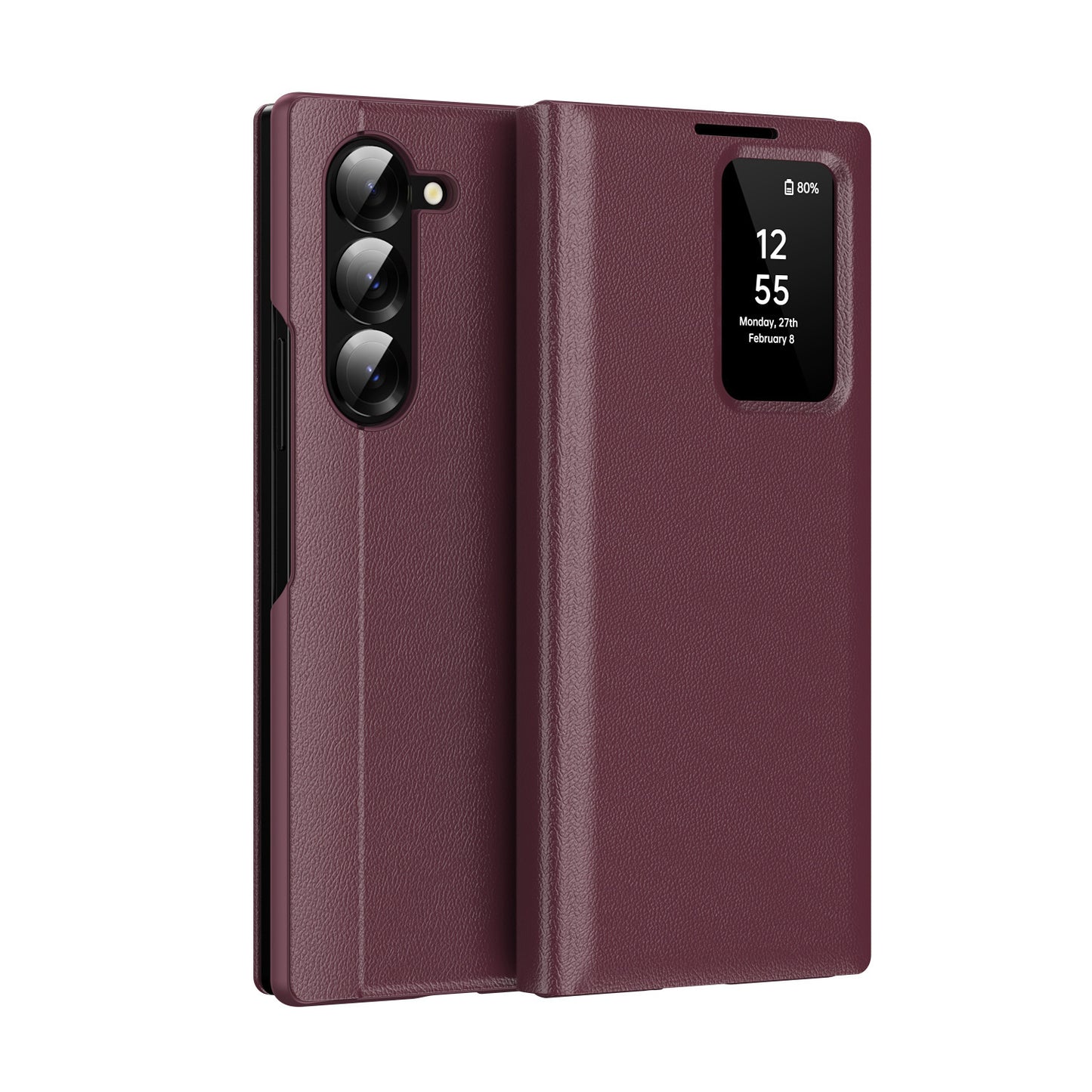 Business Smart Side Window Leather Phone Case For Galaxy Z Fold Series