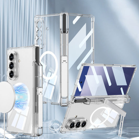 Magnetic Hinge Hidden Bracket All-included Clear Phone Case With Pen Box For Galaxy Z Fold 7
