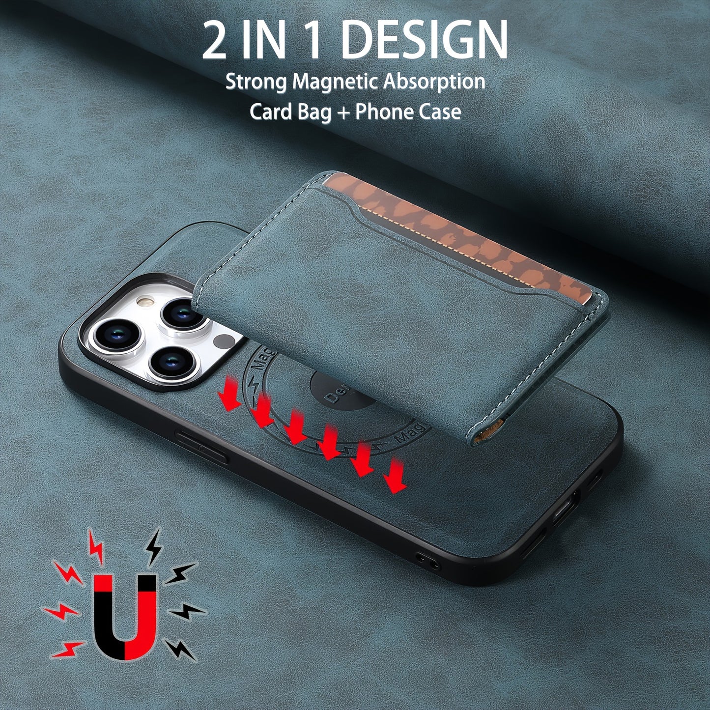 Magnetic Card Holder Leather Shockproof iPhone Case