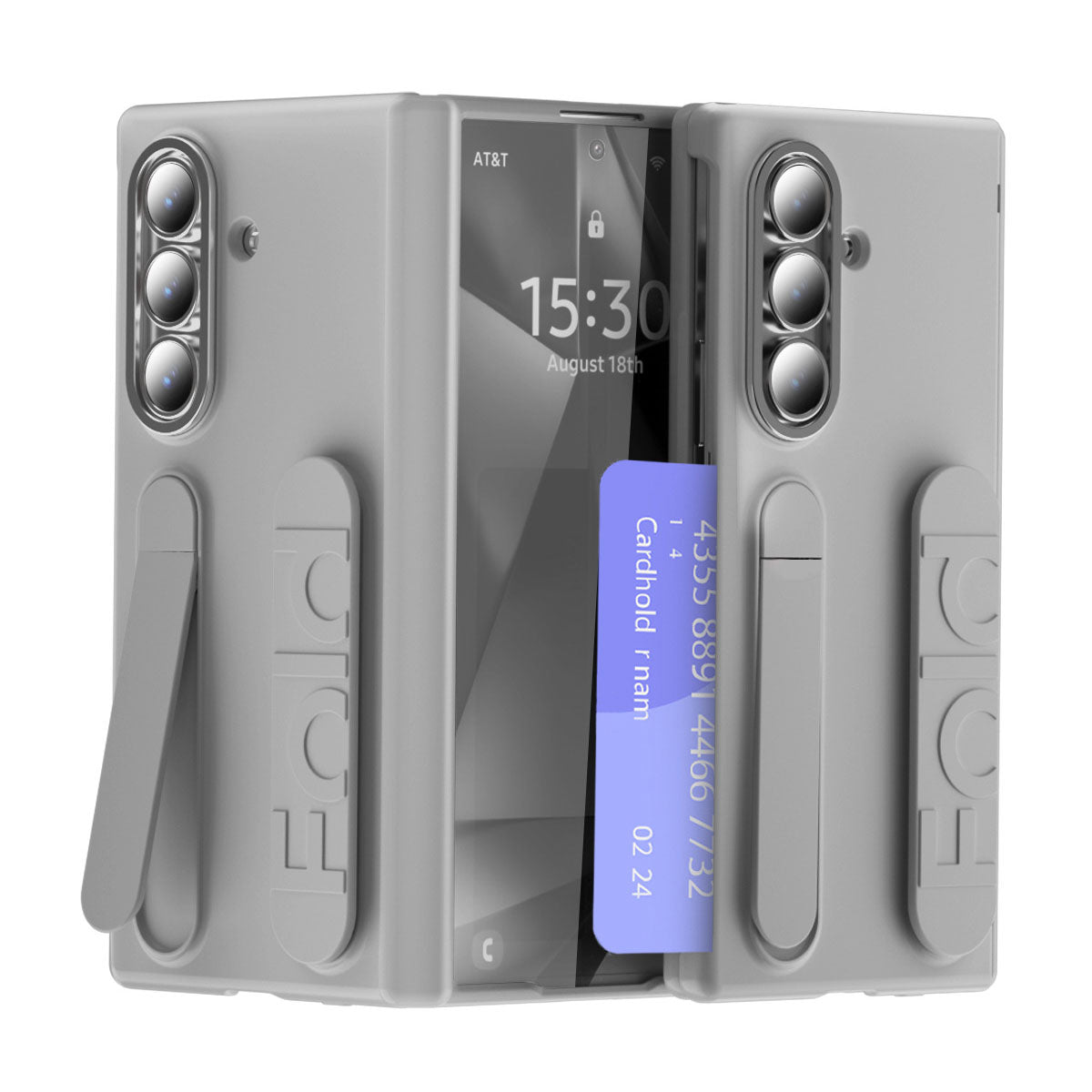 Business Wristband Bracket Hinge Protective Phone Case With Glass Film & Card Holder For Galaxy Z Fold 7/6/5/4