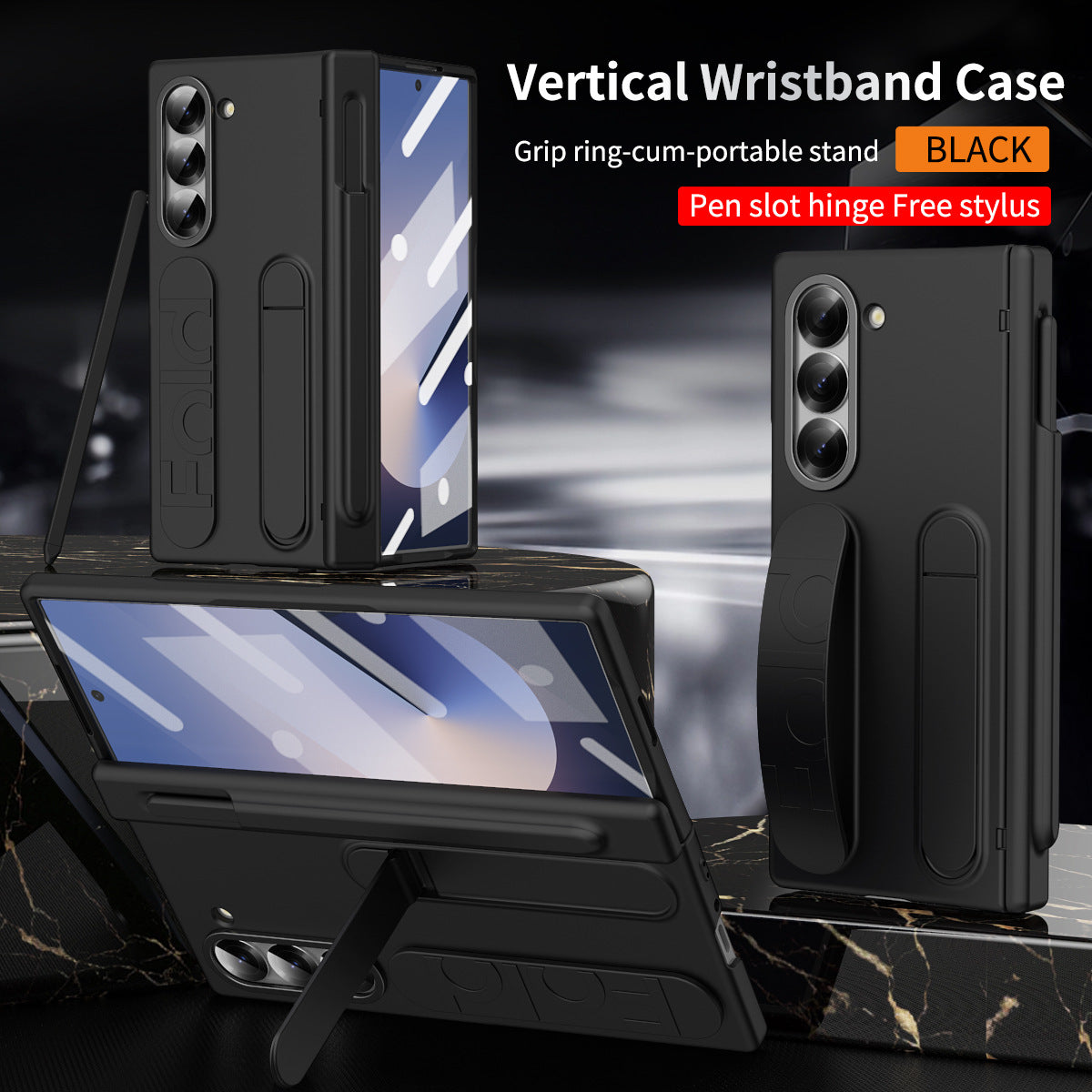 Higne Pen Box Shockproof Phone Case With Screen Protector & Wristband Holder For Galaxy Z Fold 6/5/4