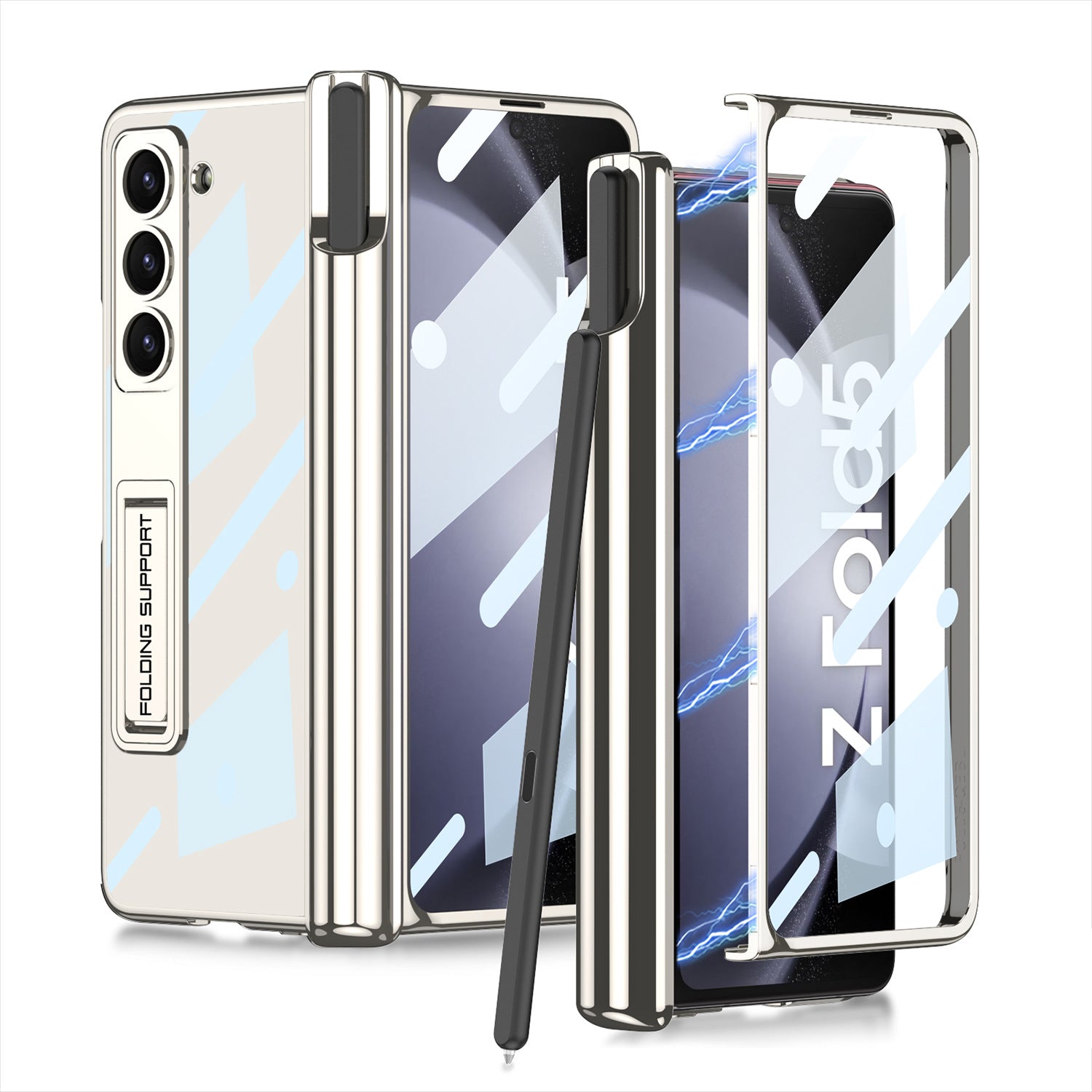 Magnetic Folding Bracket Shatter-Resistant Case For Samsung Galaxy Z Fold5 Fold4 Fold3 5G - Mycasety Mycasety