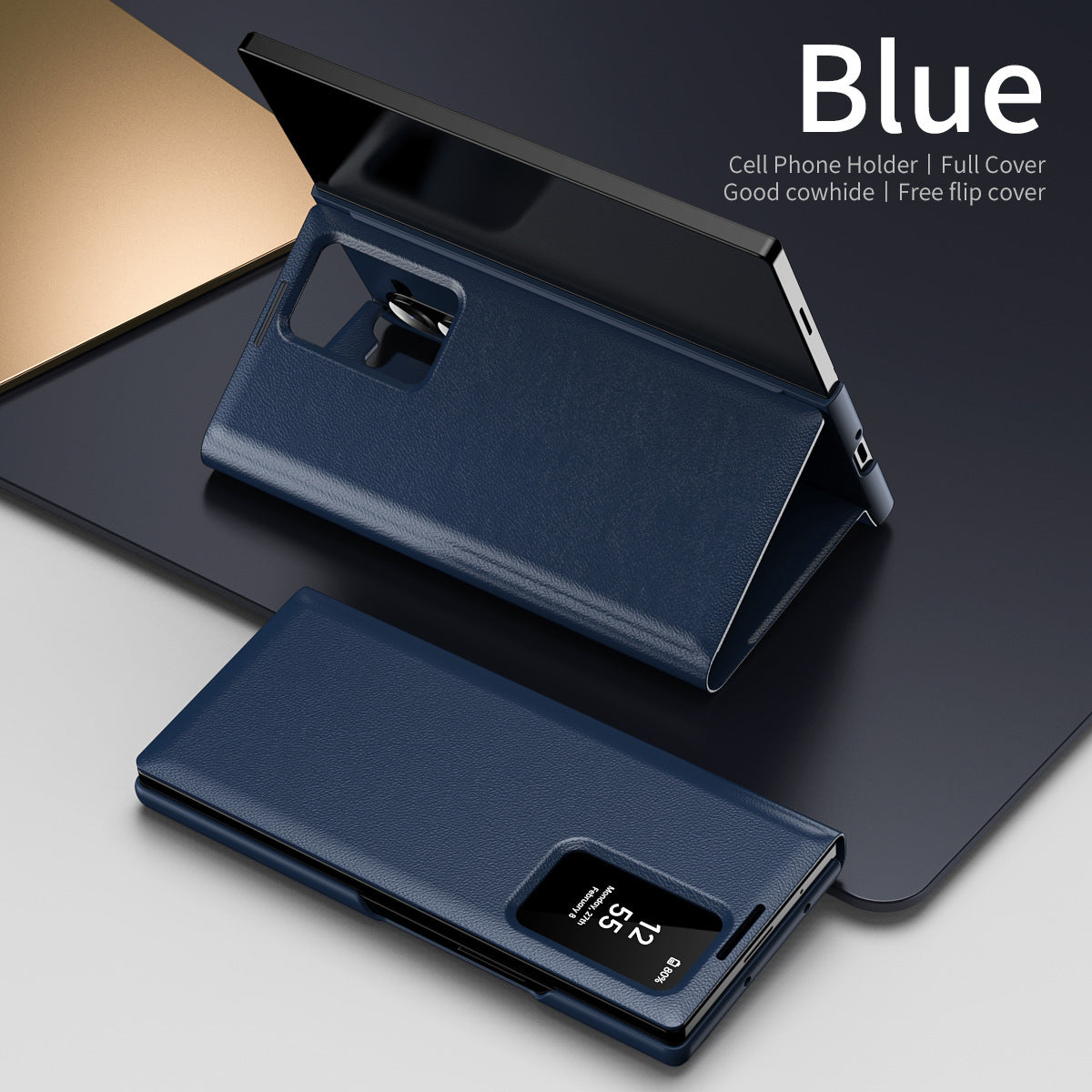 Business Smart Side Window Leather Phone Case For Galaxy Z Fold Series
