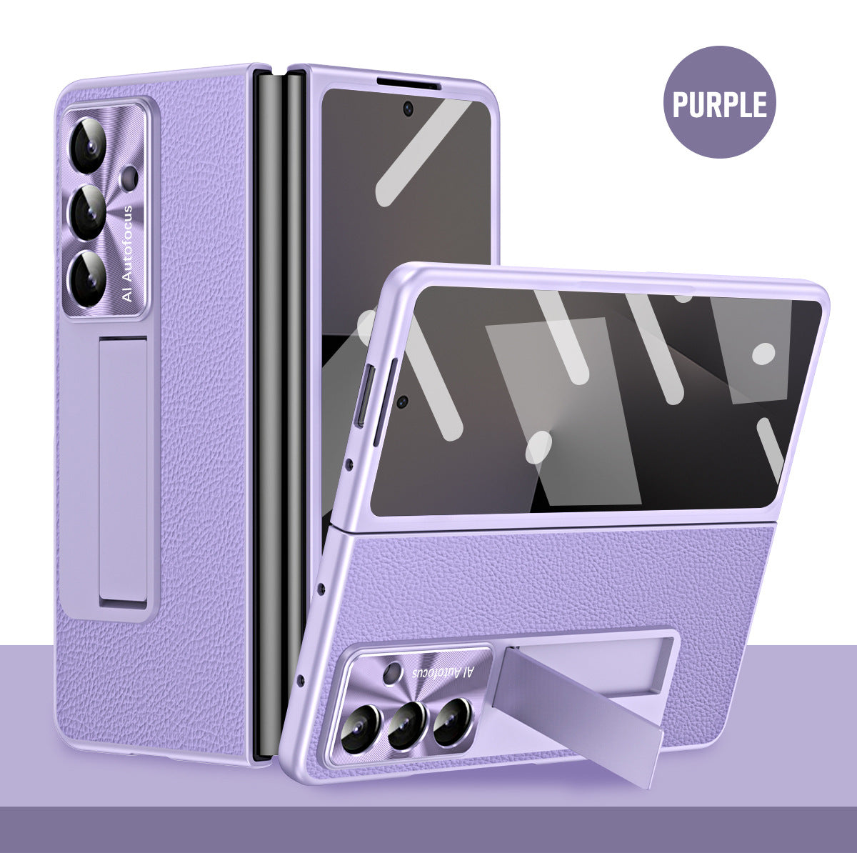 Business Electroplating Leather Phone Case With Screen Film For Galaxy Z Fold 7/6/5/4/3