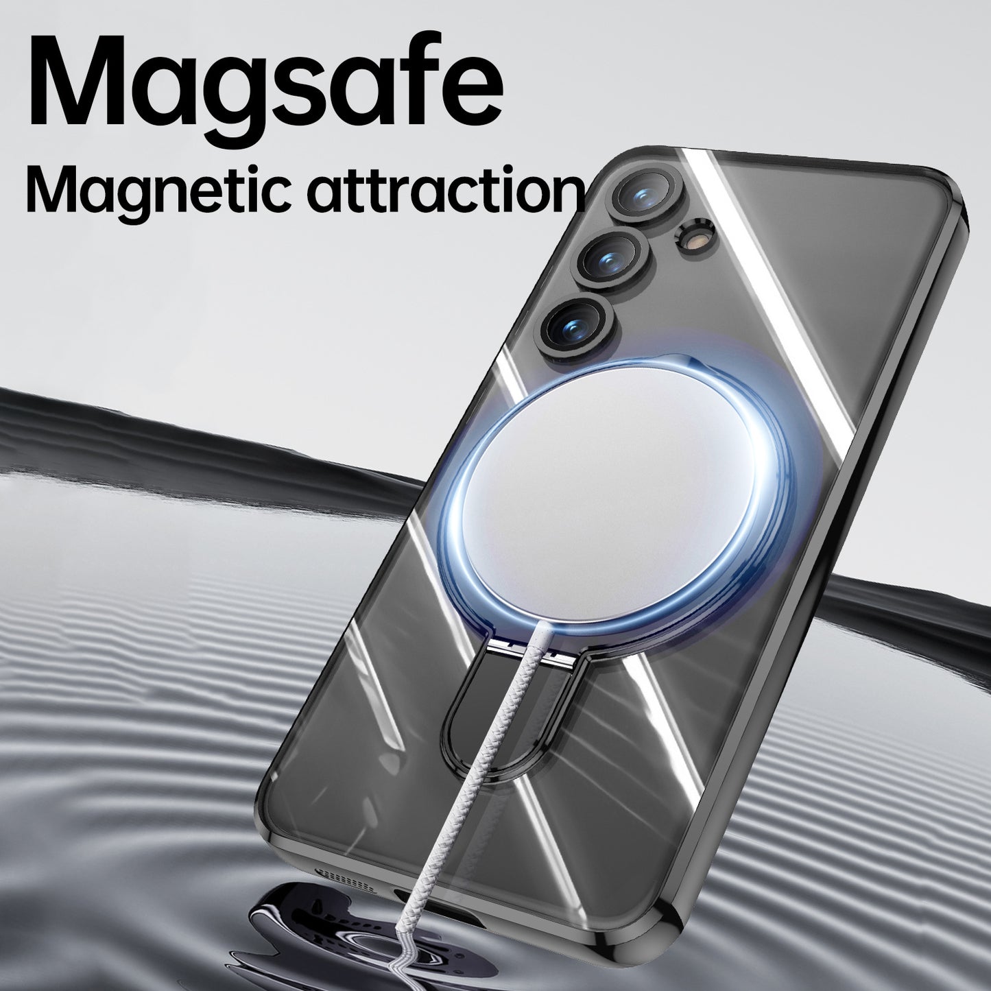 Transparent Electroplated Magnetic Bracket Anti-fall Phone Case For Galaxy S24 Series