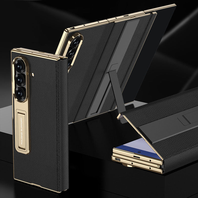 Business Leather Phone Case With With Magnetic Hinge Protection For Galaxy Z TriFold