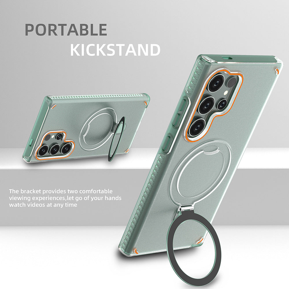 Magnetic Rotating Bracket Clear Phone Case For Galaxy