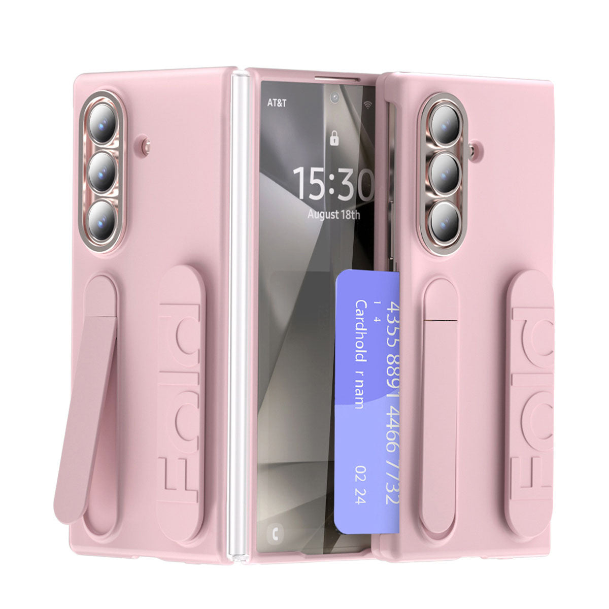 Shockproof Wristband Bracket Phone Case With Glass Film & Card Holder For Galaxy Z Fold 7/6/5/4