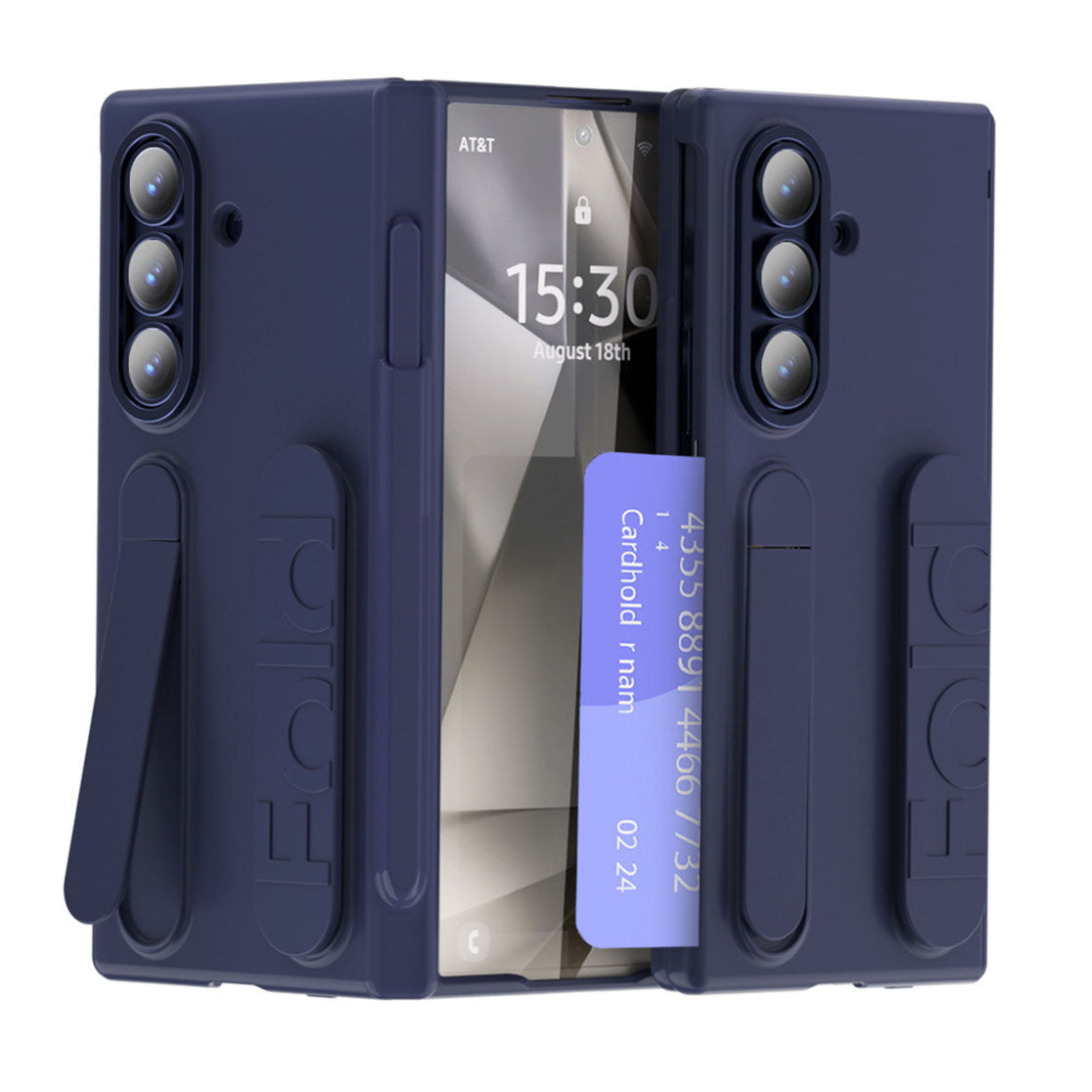 Business Wristband Bracket Hinge Protective Phone Case With Glass Film & Card Holder For Galaxy Z Fold 7/6/5/4