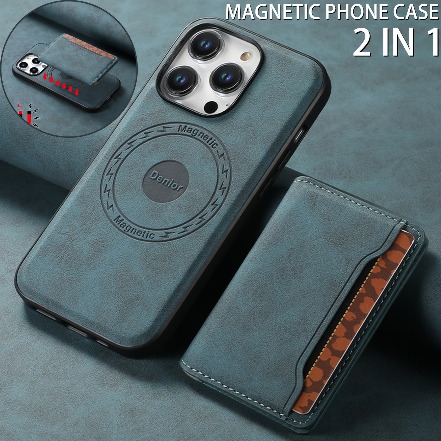 Magnetic Card Holder Leather Shockproof iPhone Case