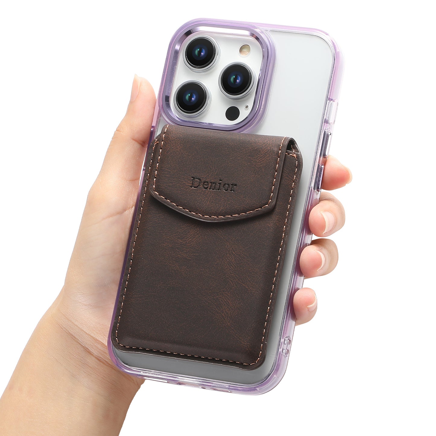 Magnetic Metal Bracket Leather Shockproof iPhone Case With Card Holder