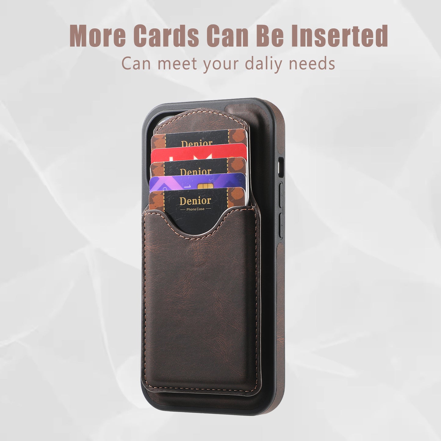 Magnetic Metal Bracket Leather Shockproof iPhone Case With Card Holder