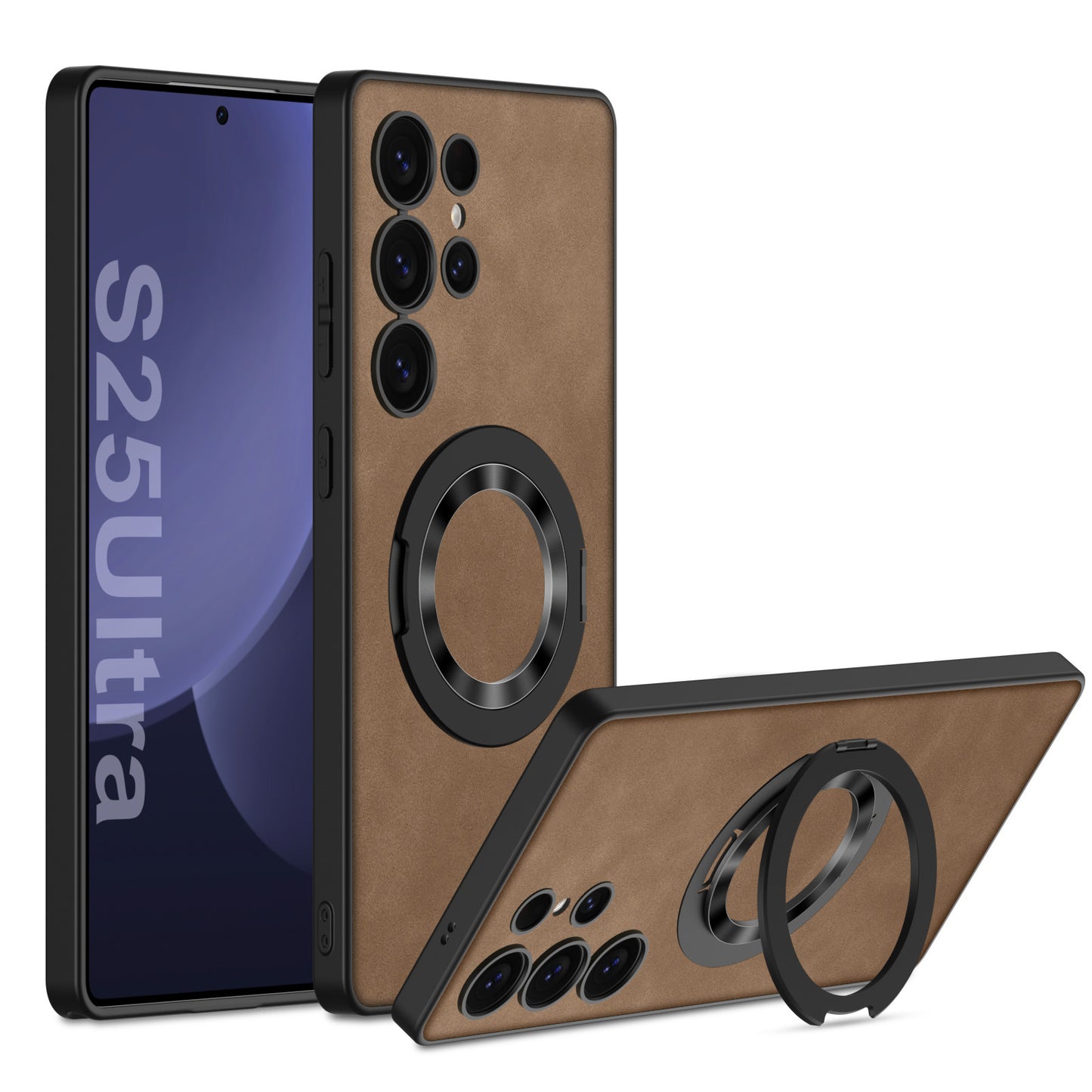 Leather Magnetic Bracket Protective Phone Case For Galaxy S25 S24 S23 Ultra Plus