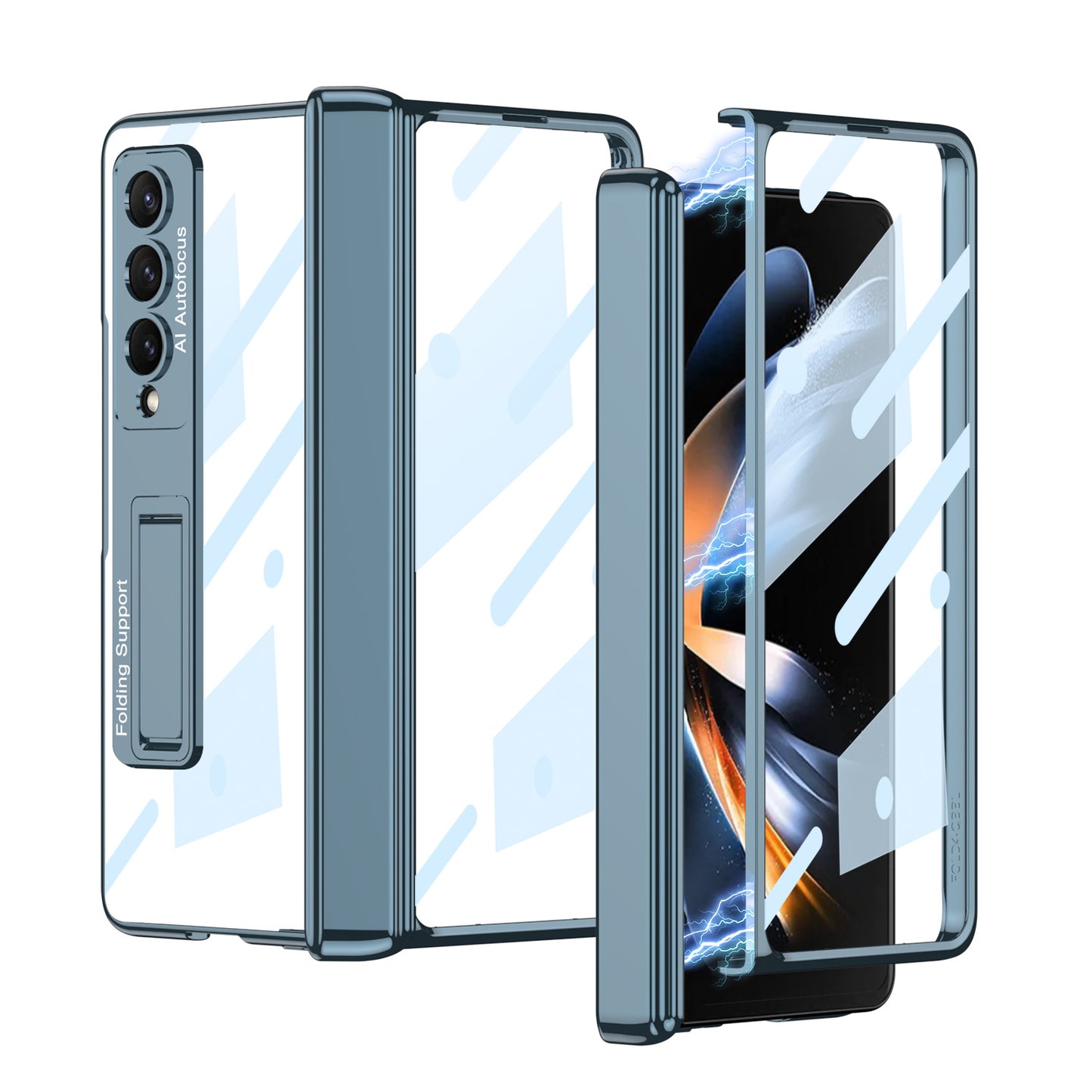 Transparent Magnetic Hinge Bracket Shockproof Phone Case With Screen Protector For Galaxy Z Fold 6/5/4