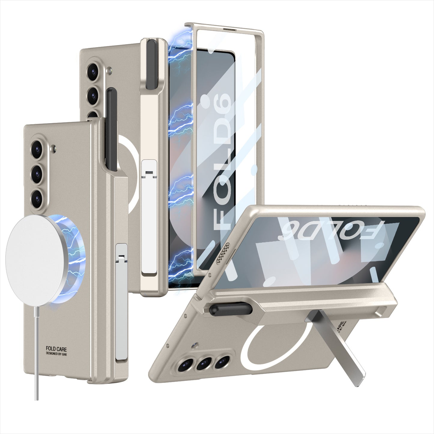 Magnetic Hinge Hidden Bracket All-included Case With Pen Box For Galaxy Z Fold 7/6/5