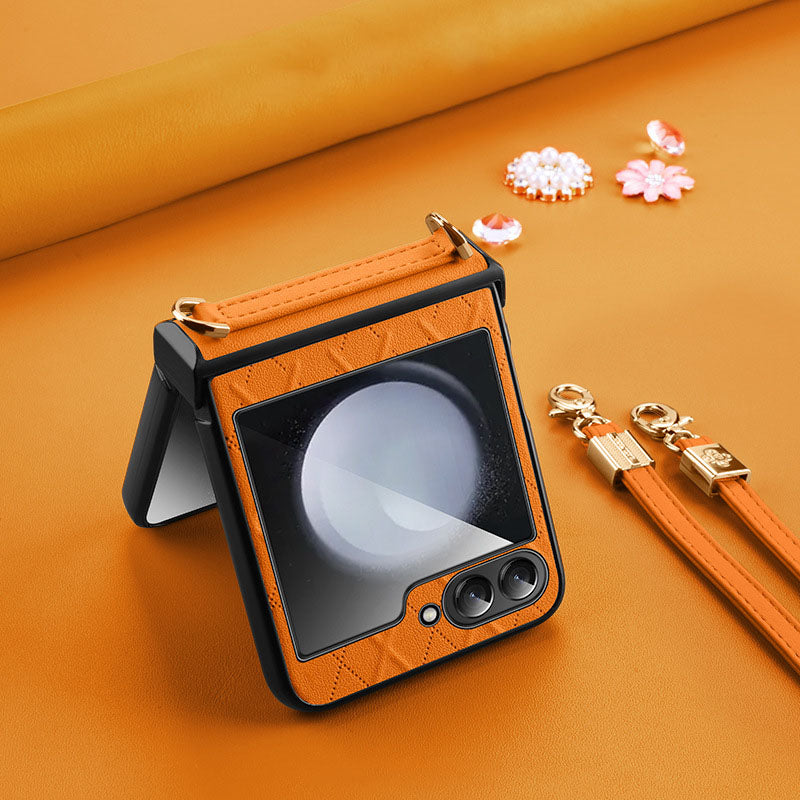 Luxury Leather Crossbody Phone Case For Galaxy Z Flip 7/6/5/4