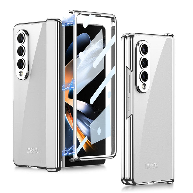 Electroplated Transparent Magnetic Hinge All-included Phone Case With Back Screen Protector For Samsung Galaxy Z Fold5 Fold4 - mycasety2023 Mycasety