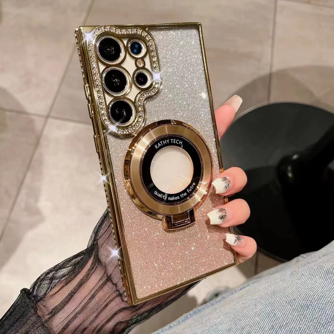 Glitter Diamond Magnetic Magsafe Ring Holder Case For Samsung Galaxy - Mycasety Mycasety