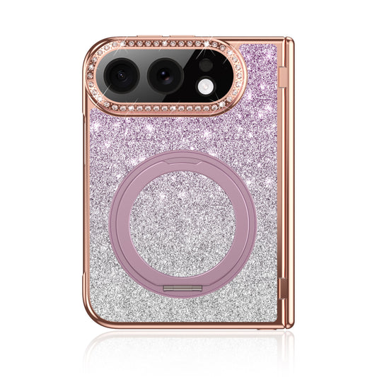 iPhone Duo | Glitter Rhinestone Case Built-in Tempered Glass Film & 360° Magnetic Ring Stand