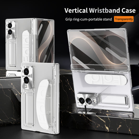 Armor Hinge Protective Phone Case Built-In Tempered Glass, Hidden Kickstand & Wrist Strap For Galaxy Z Fold 8/7/6/5/4