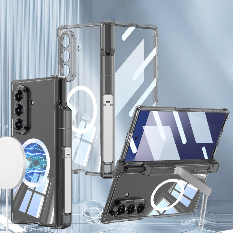 Magnetic Hinge Hidden Bracket All-included Clear Phone Case With Pen Box For Galaxy Z Fold 7