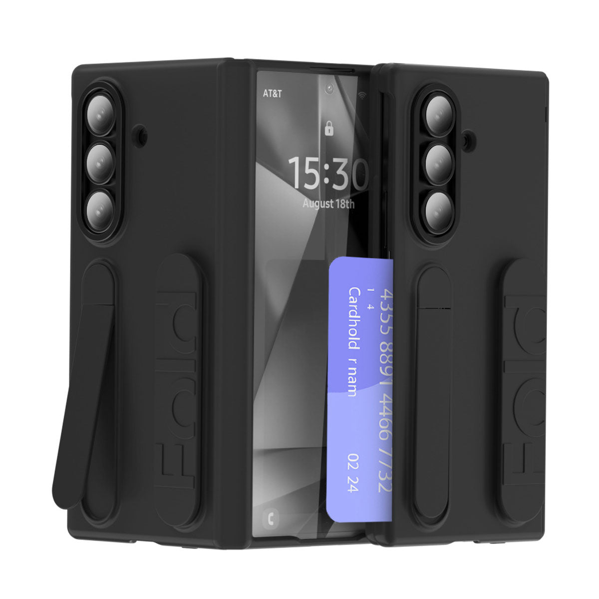 Business Wristband Bracket Hinge Protective Phone Case With Glass Film & Card Holder For Galaxy Z Fold 7/6/5/4