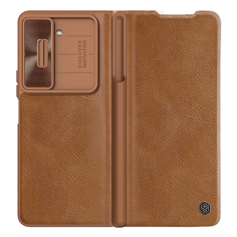 Luxurious Leather Cover Shockproof Phone Case Lens Protector & Pen Slot For Galaxy Z Fold 6/5/4