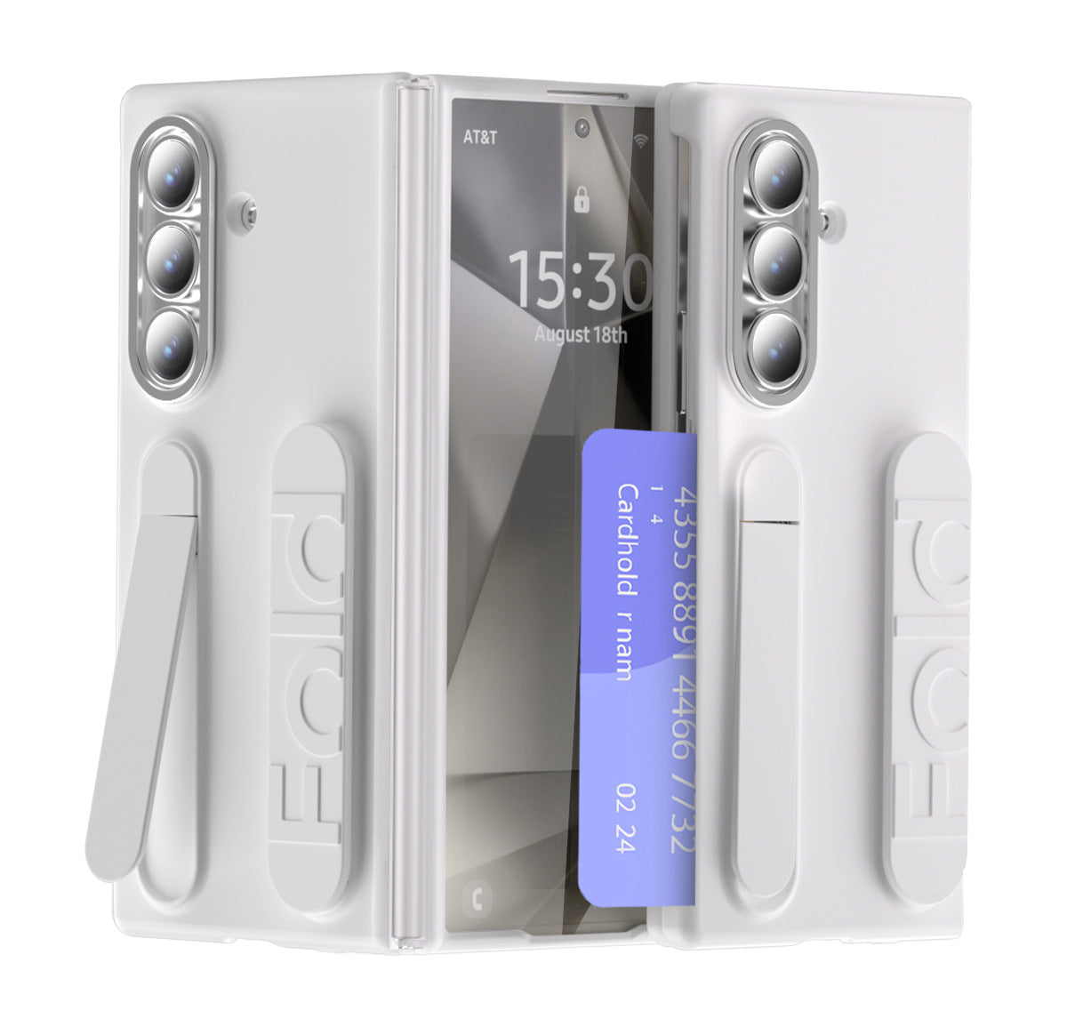 Shockproof Wristband Bracket Phone Case With Glass Film & Card Holder For Galaxy Z Fold 7/6/5/4