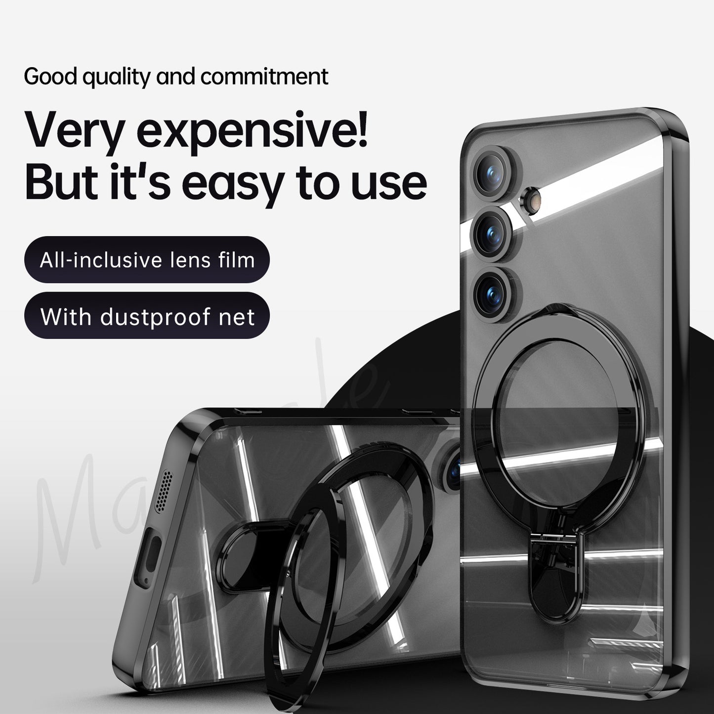 Transparent Electroplated Magnetic Bracket Anti-fall Phone Case For Galaxy S24 Series