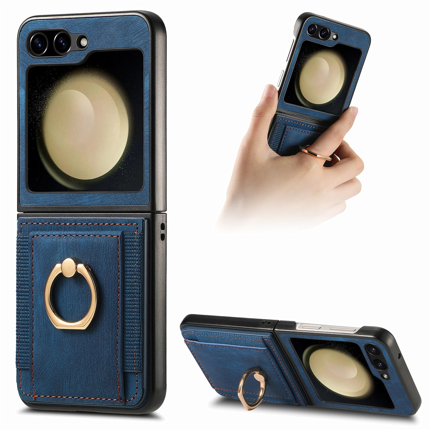 Samsung Galaxy Flip5 Flip4 Flip3 Leather All-included Protective Phone Case With Card Holder - Mycasety Mycasety
