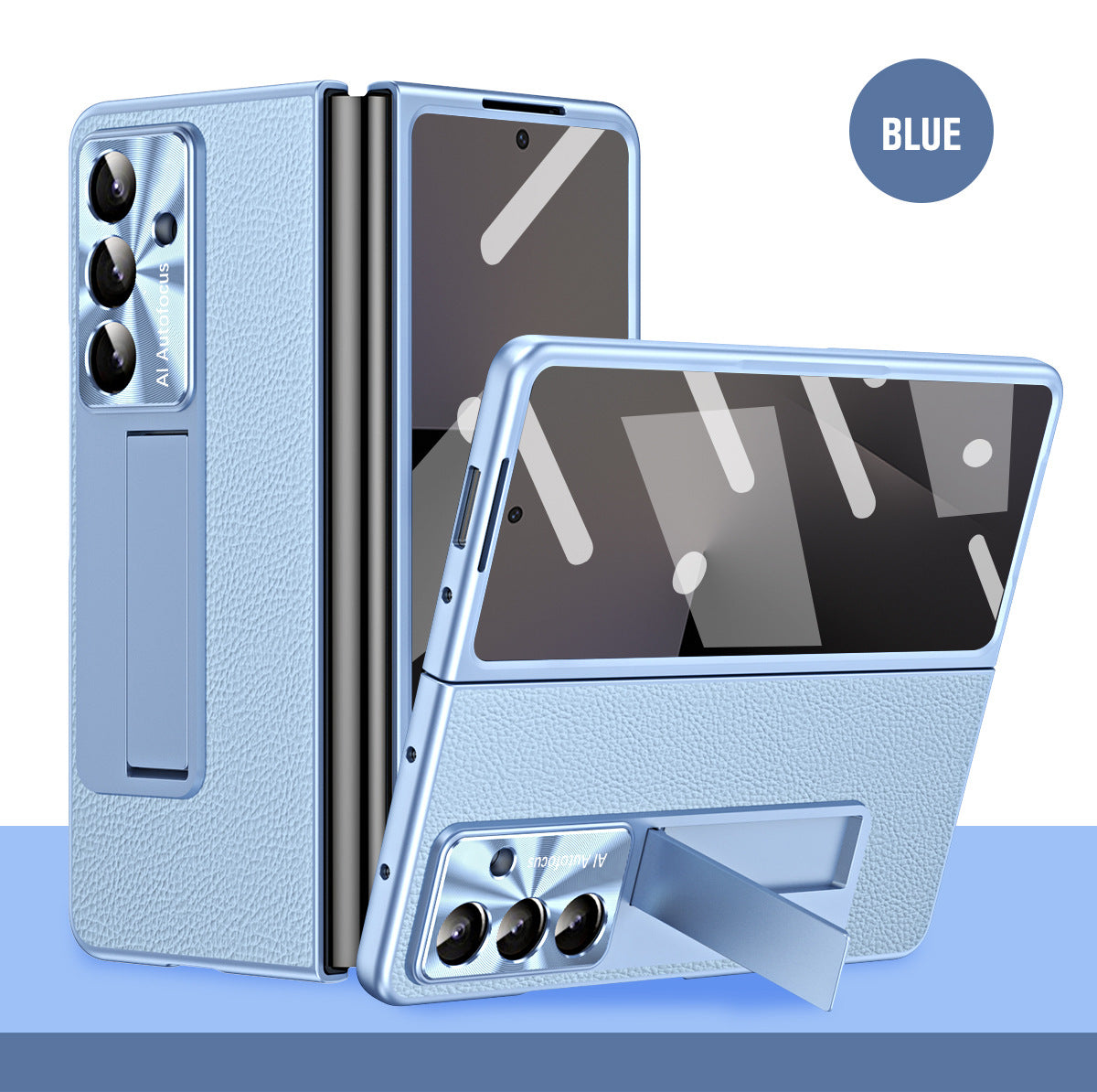 Business Electroplating Leather Phone Case With Screen Film For Galaxy Z Fold 7/6/5/4/3