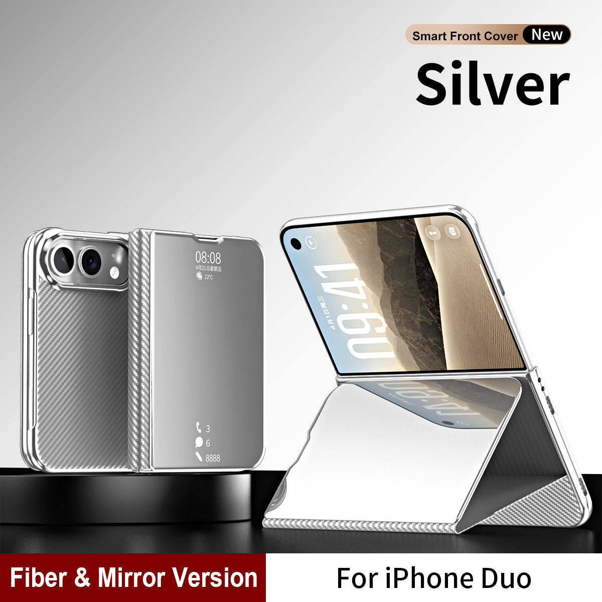 iPhone Duo | Mirror Flip Phone Case with Magnetic Closure & Foldable Stand