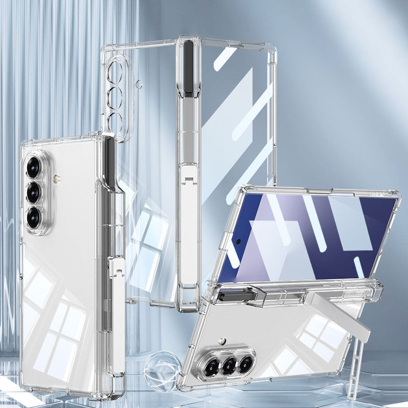 Magnetic Hinge Hidden Bracket All-included Clear Phone Case With Pen Box For Galaxy Z Fold 7