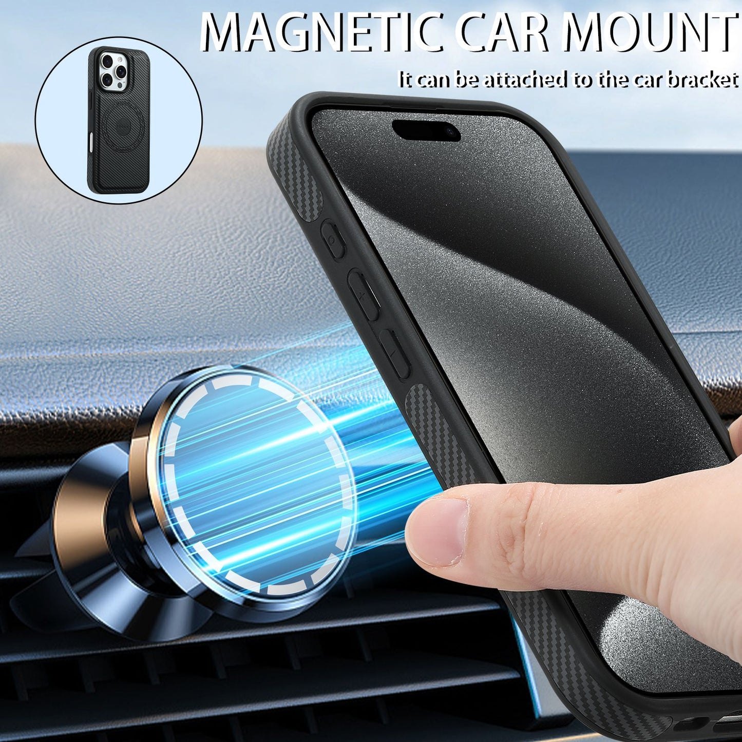 Magnetic Card Holder Carbon Fiber Shockproof iPhone Case