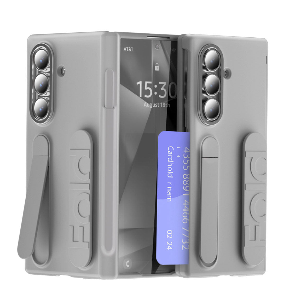 Business Wristband Bracket Hinge Protective Phone Case With Glass Film & Card Holder For Galaxy Z Fold 7/6/5/4