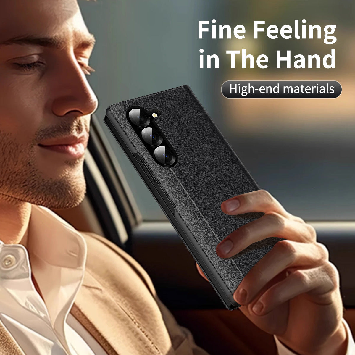 Business Smart Side Window Leather Phone Case For Galaxy Z Fold Series